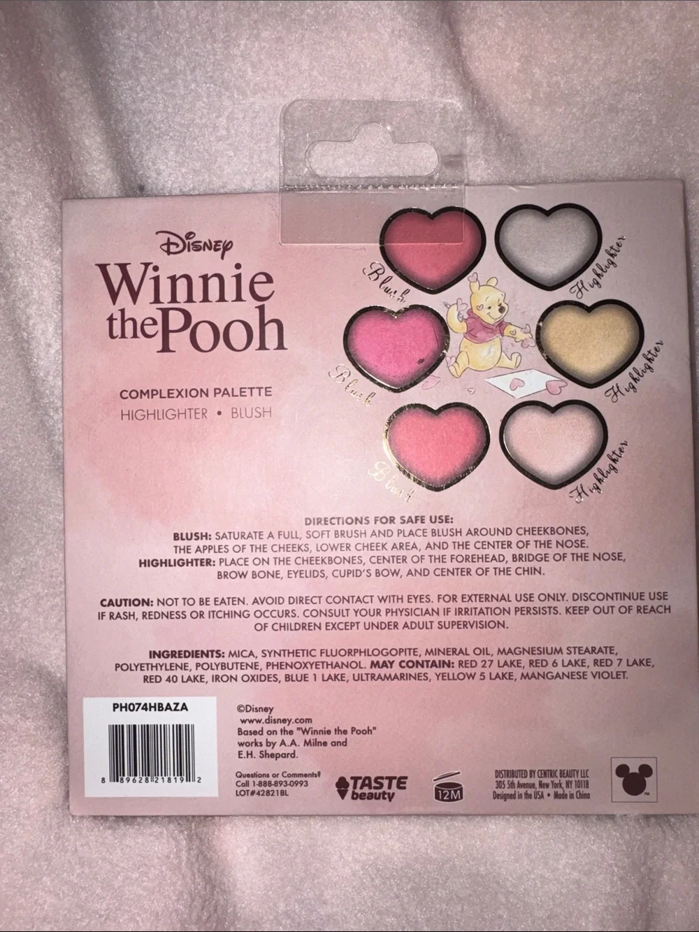 Disney Winnie the Pooh Pink and Yellow Heart Makeup Complexion Palette